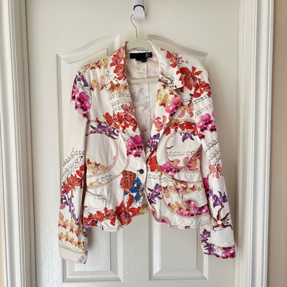 Roberto Cavalli Just Cavalli white floral jacket